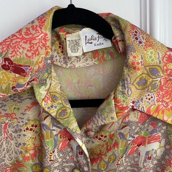 ✨Stunning Leslie Fay VINTAGE 70’S POLY SHIRT FRINGE MAXI DRESS BOHO CHIC - S/M - Picture 6 of 10